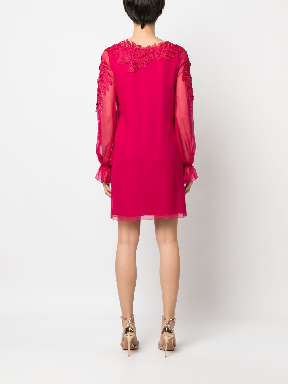 Abito fucsia maniche velate A0456 0114 ROSSO ALBERTA FERRETTI