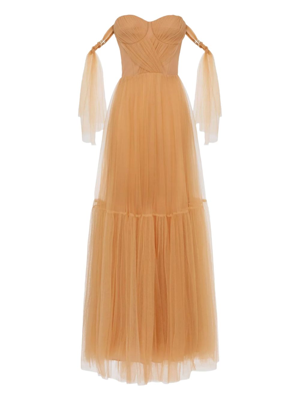 Abito in tulle caramello AB46532E2 CARAMELLO ELISABETTA FRANCHI