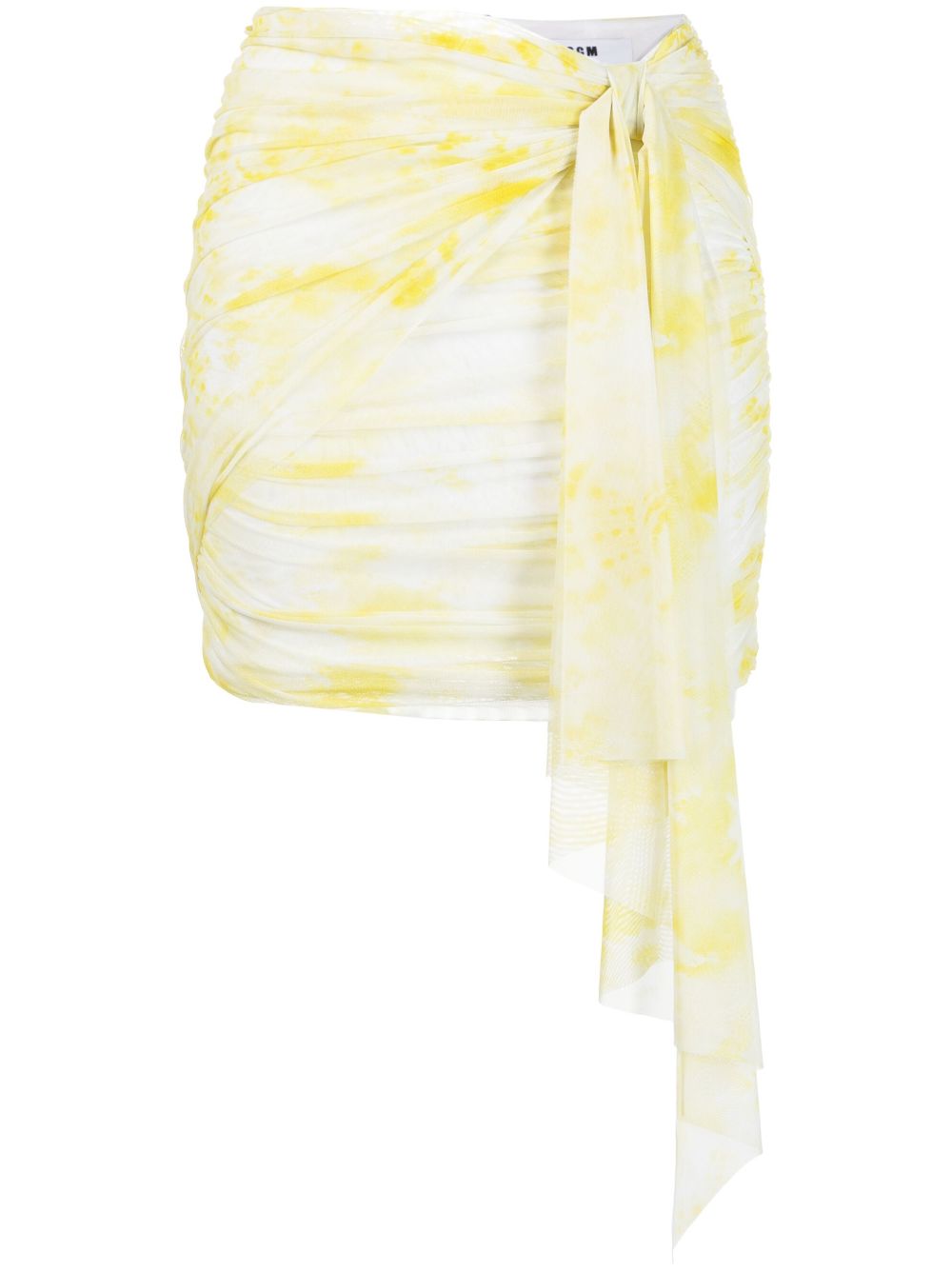 Gonna bianca/gialla drappeggiata con fusciacca 3442MDD13 237352 GIALLO LIME MSGM