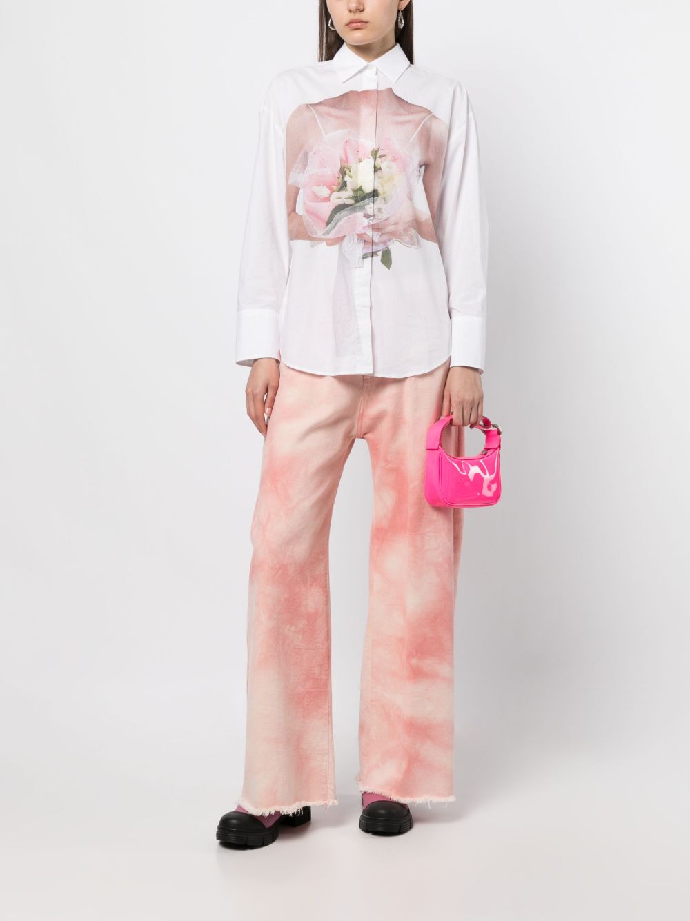 Camicia bianca bouquet 3442MDE17X 237125 BIANCA MSGM