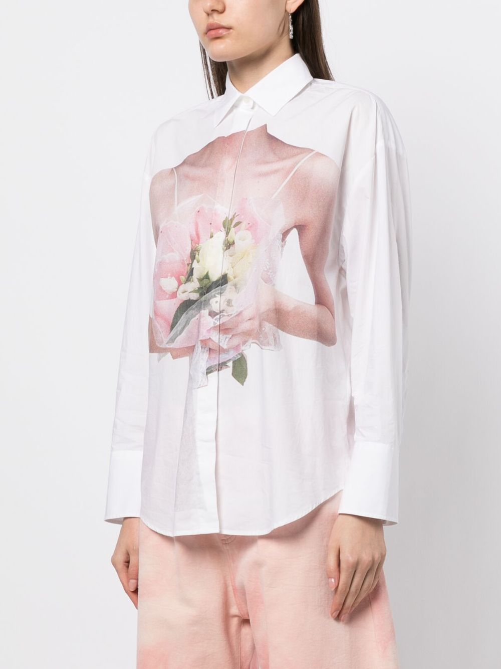 Camicia bianca bouquet 3442MDE17X 237125 BIANCA MSGM