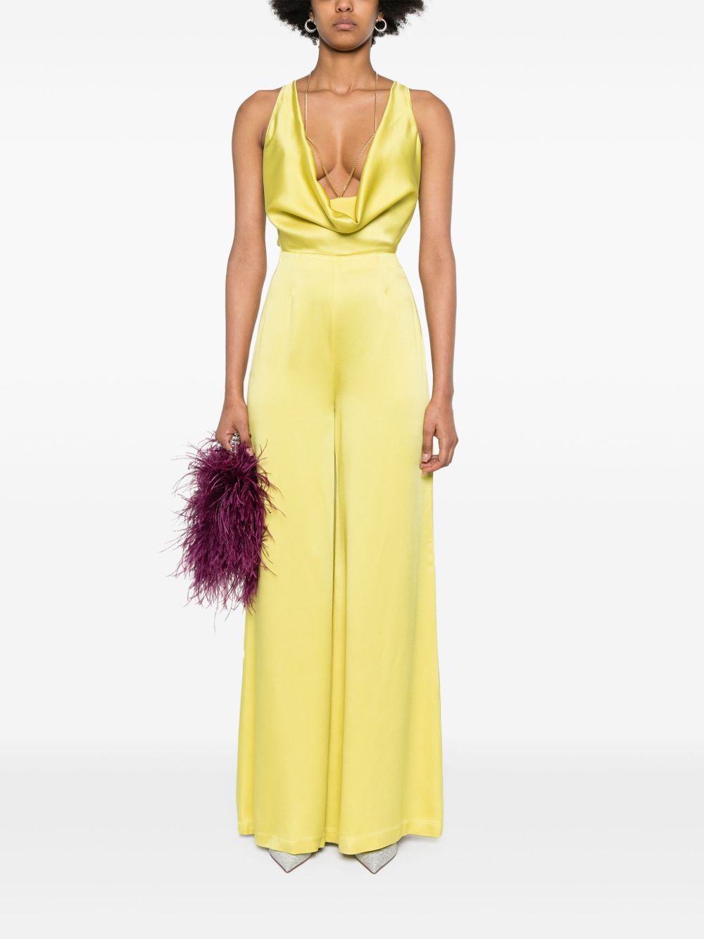 Tuta gialla scollo drappeggiato TU02042E2 271 ELISABETTA FRANCHI