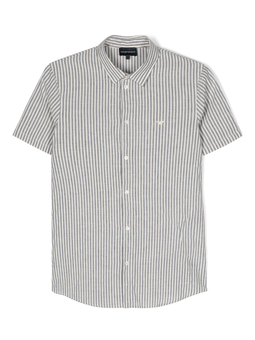 Camicia a righe bianco/ blu misto lino 3D4CJF4N8KZ F147 EMPORIO ARMANI KIDS