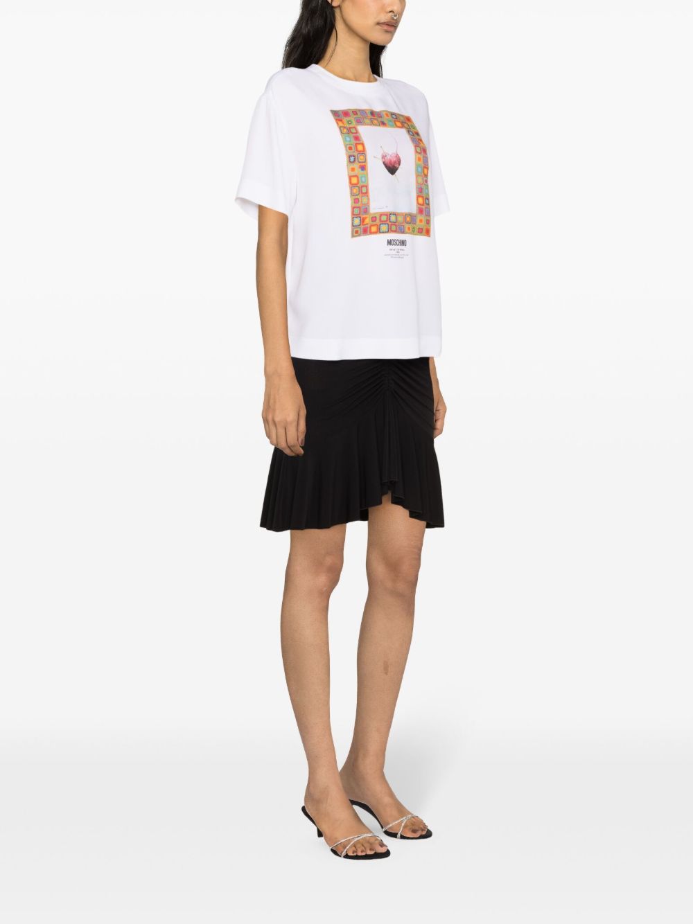 T-shirt bianca con stampa A02170433 1001 MOSCHINO