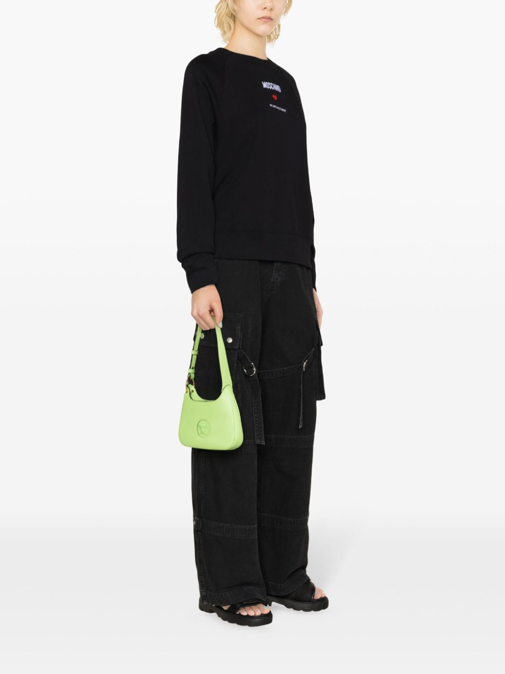 Felpa nera mini ricamo <BR/> J17100528 1555 MOSCHINO