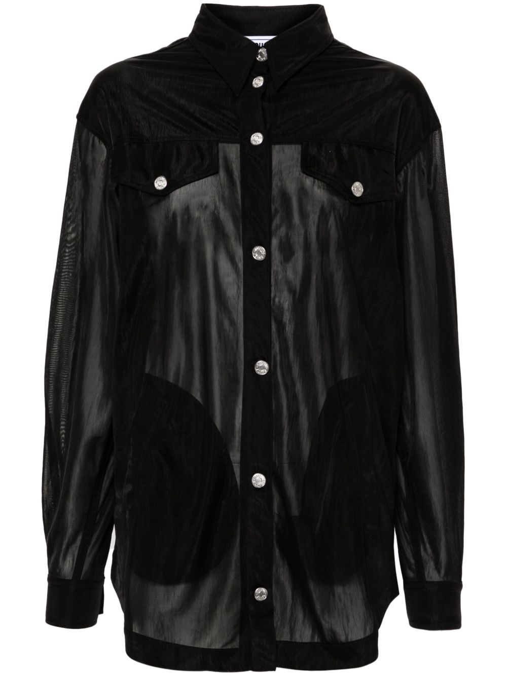 Camicia donna nera semitrasparente A02033266 0555 MOSCHINO JEANS