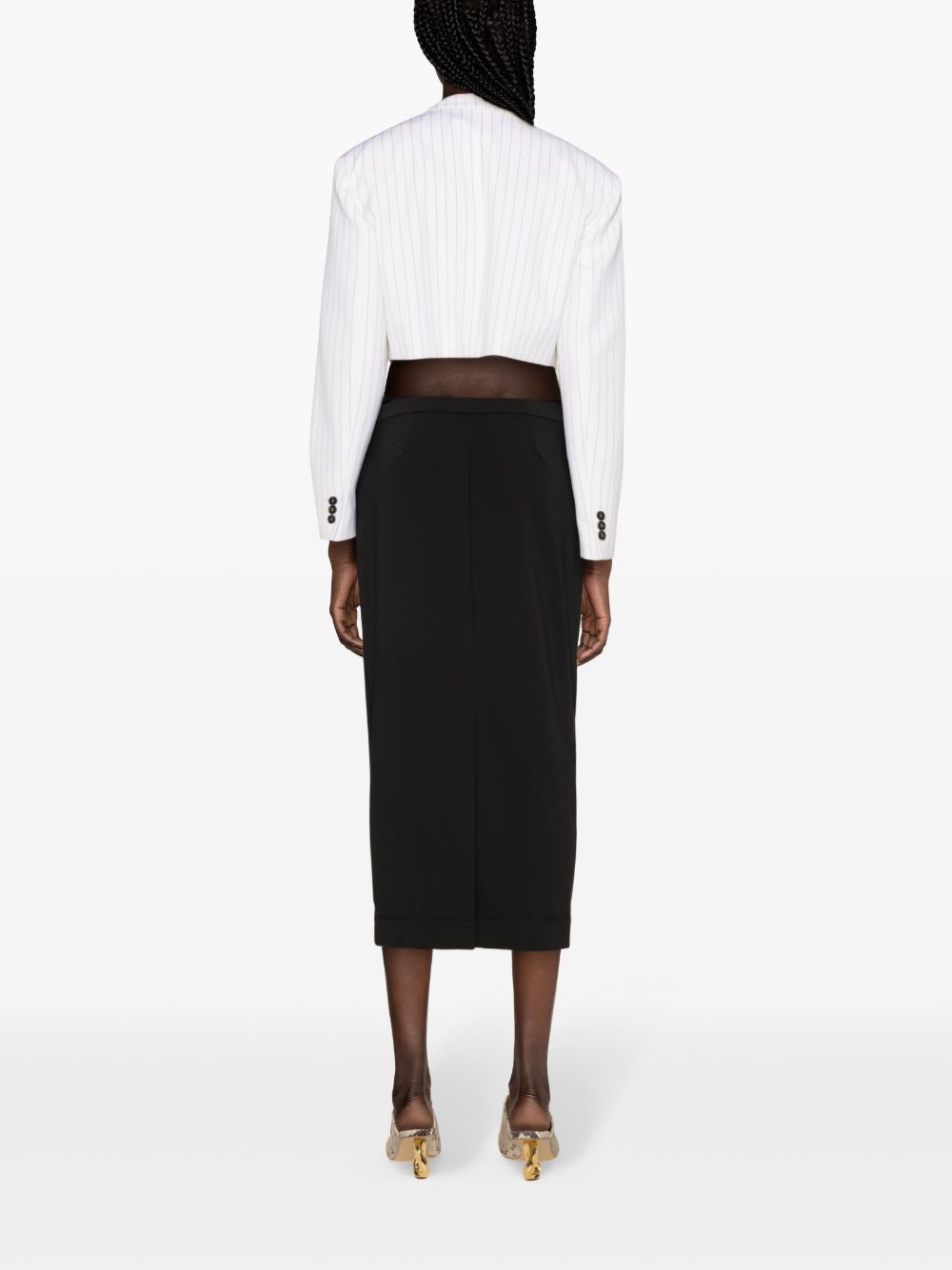 Blazer crop doppiopetto bianco gessato misto lana 3641MDG17247117 01 MSGM