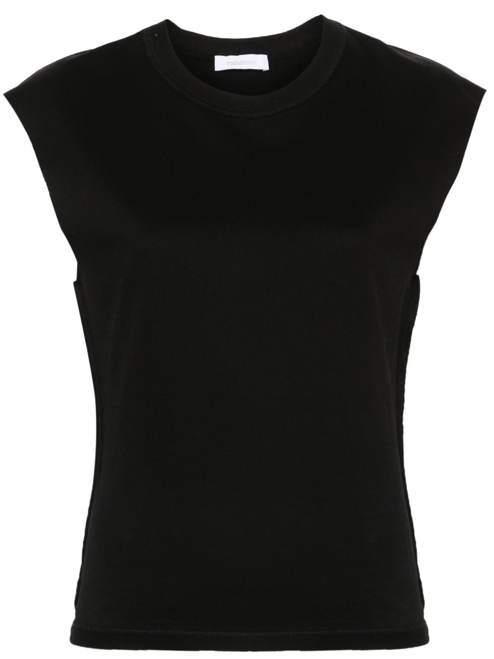 T-shirt nera dettaglio catena <BR/> 24EJTE157CO0508 P001 RABANNE