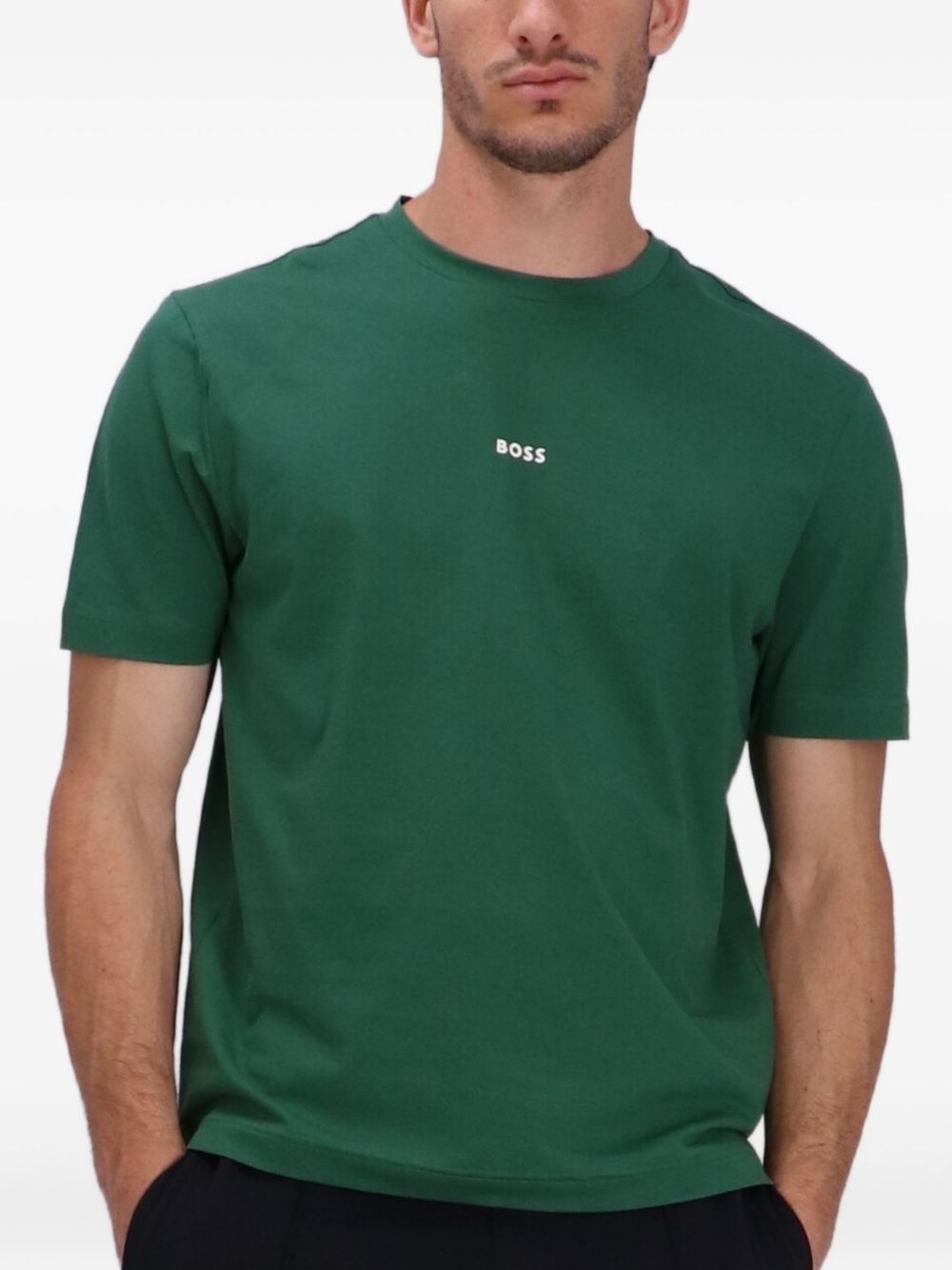 T-shirt verde mini logo petto 50473278 343 BOSS