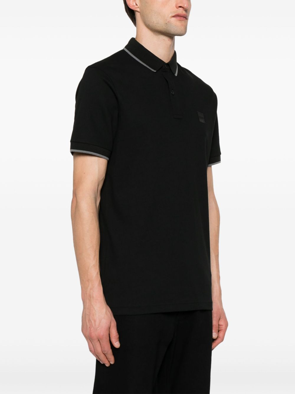 Polo passertip nera logo ricamo 50507699 001 BOSS