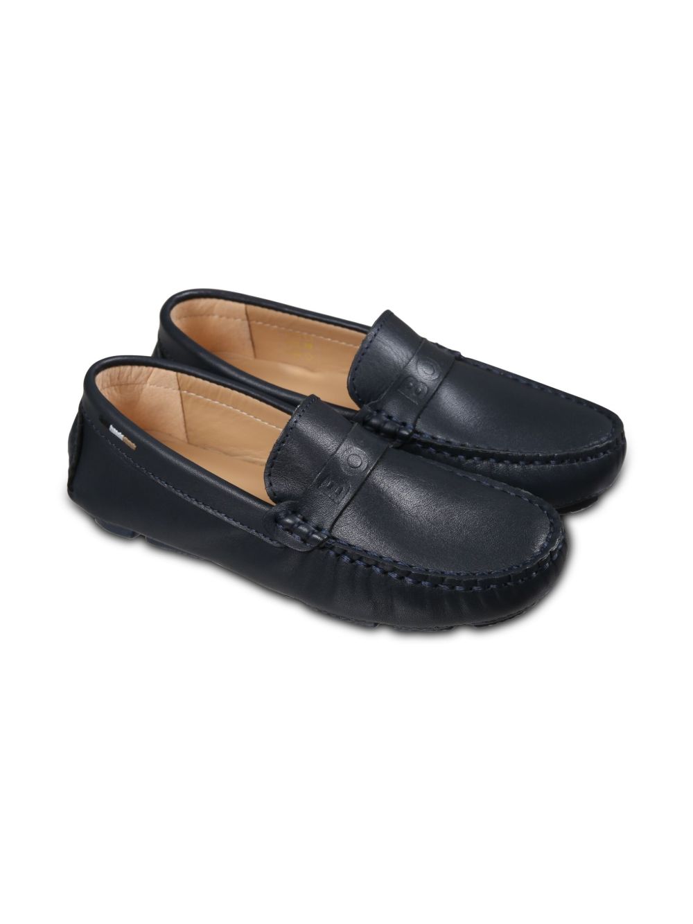 Mocassini blu logo inciso J51651 849 BOSS KIDSWEAR