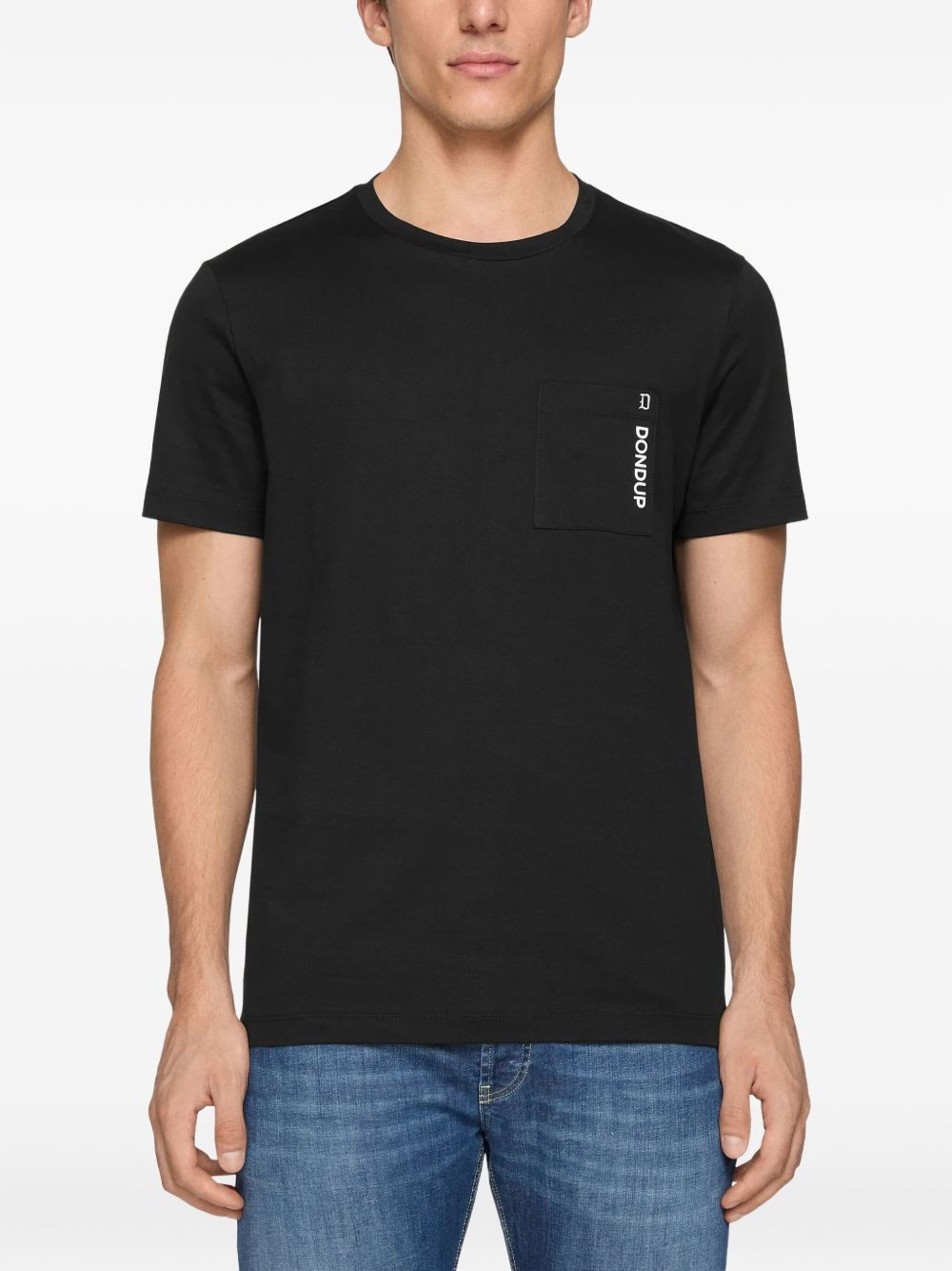 T-shirt nera taschino logato US356JF0271UIS9DU 999 DONDUP