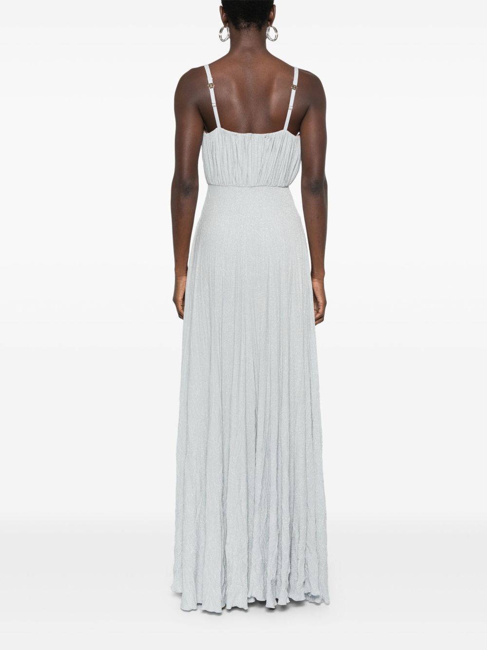 Abito Red Carpet in jersey lurex con fiore ricamato celeste ABR2252E2 A28 ELISABETTA FRANCHI