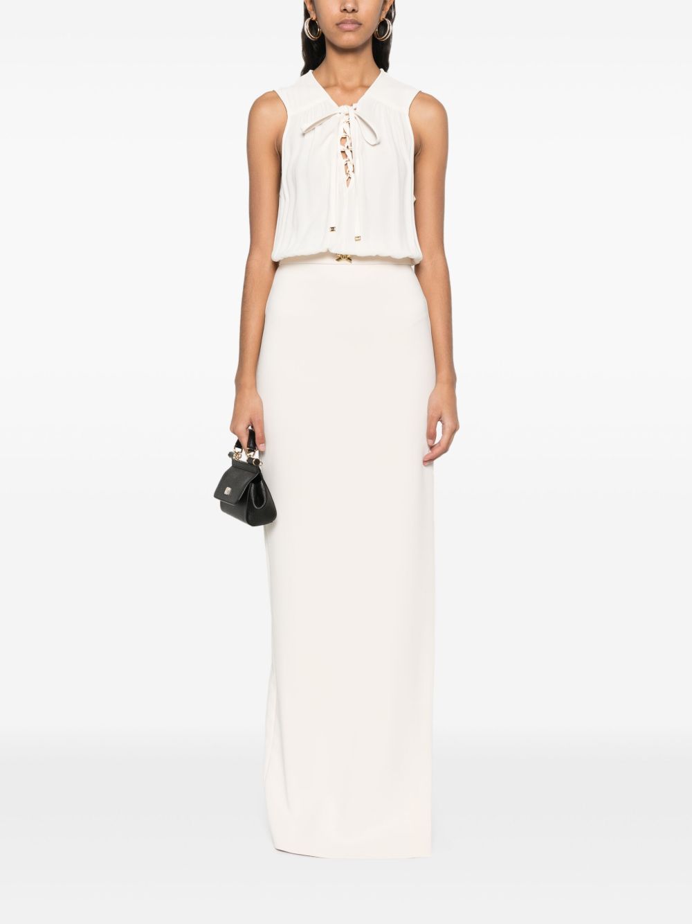 Abito in crêpe e scollo con lacci burro ABR3851E2 193 ELISABETTA FRANCHI