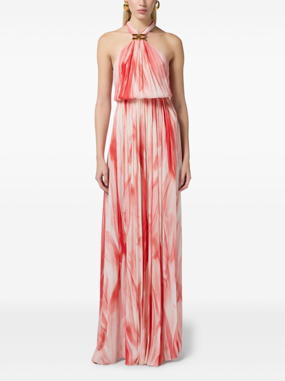 Abito Red Carpet in viscosa con stampa tulle rosso ABR4752E2 CP9 ELISABETTA FRANCHI