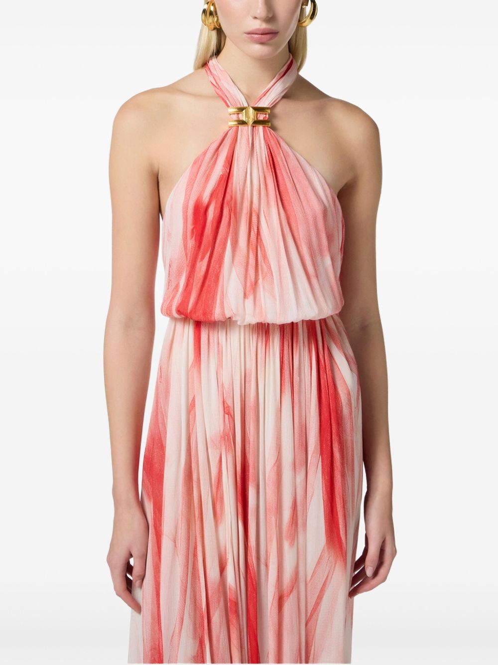 Abito Red Carpet in viscosa con stampa tulle rosso ABR4752E2 CP9 ELISABETTA FRANCHI
