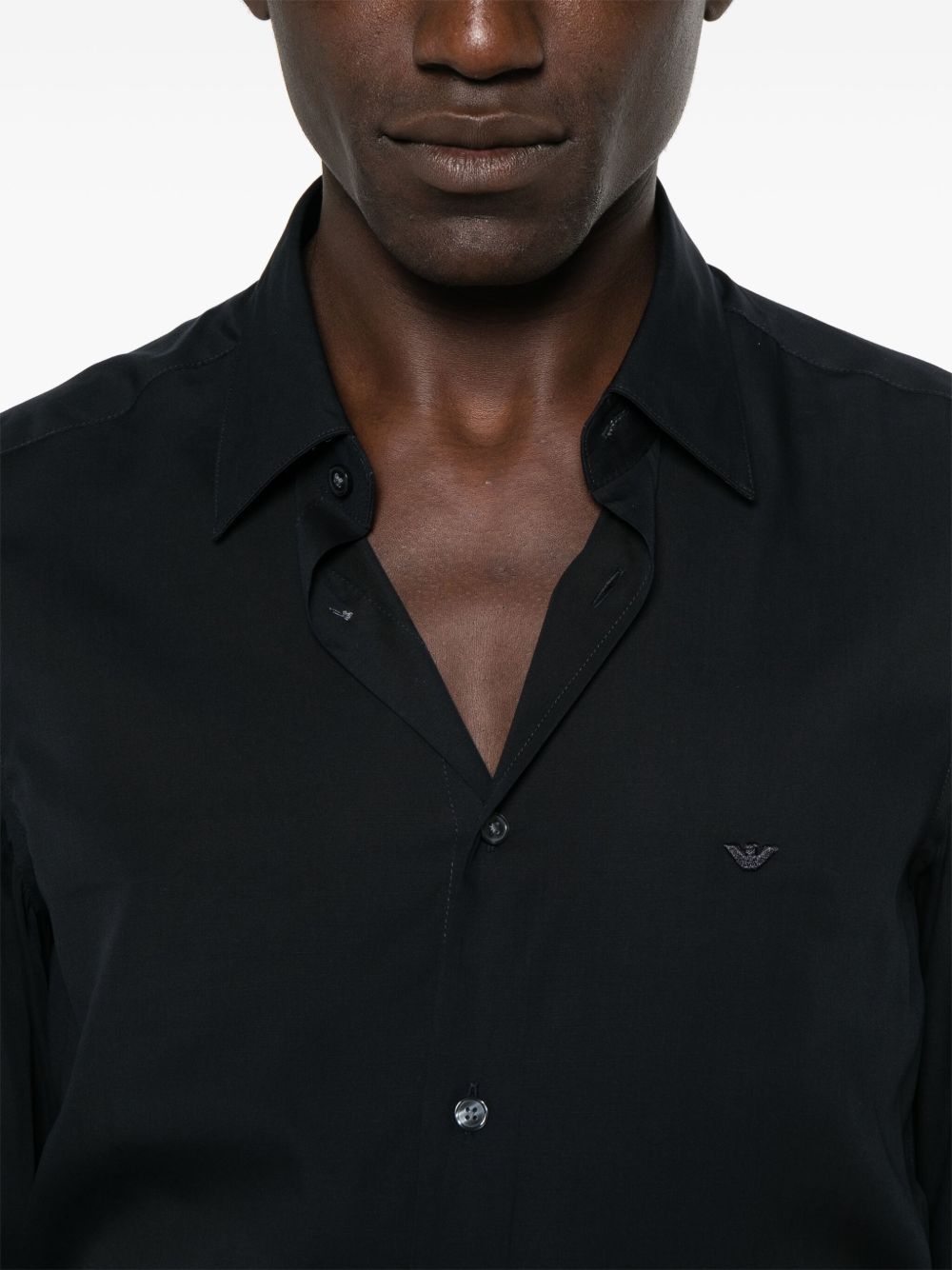 Camicia blu notte mini logo petto EM001537AF14214 UB118 EMPORIO ARMANI