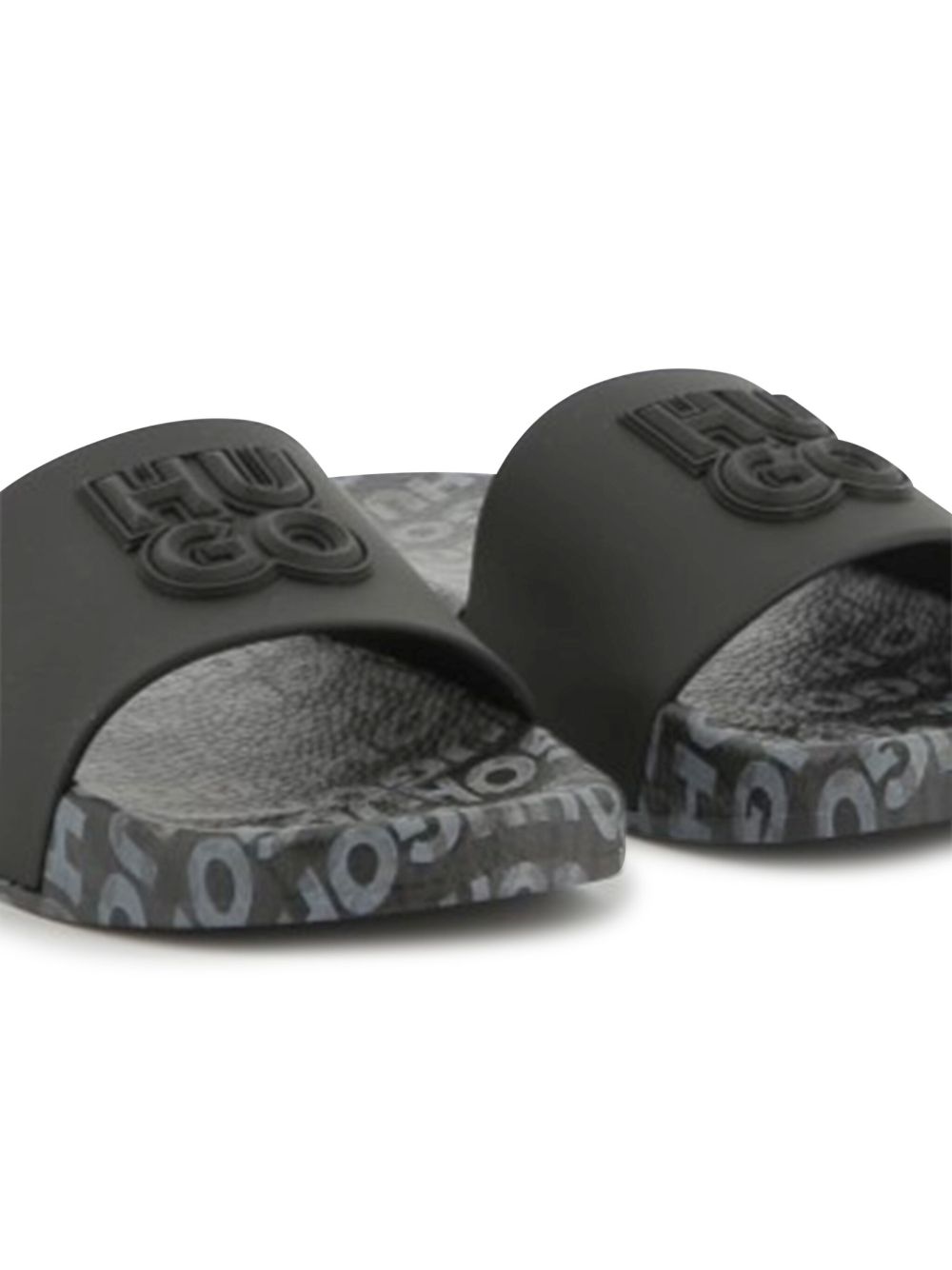 Ciabatta nera logo gommato G00298 09B HUGO KIDS