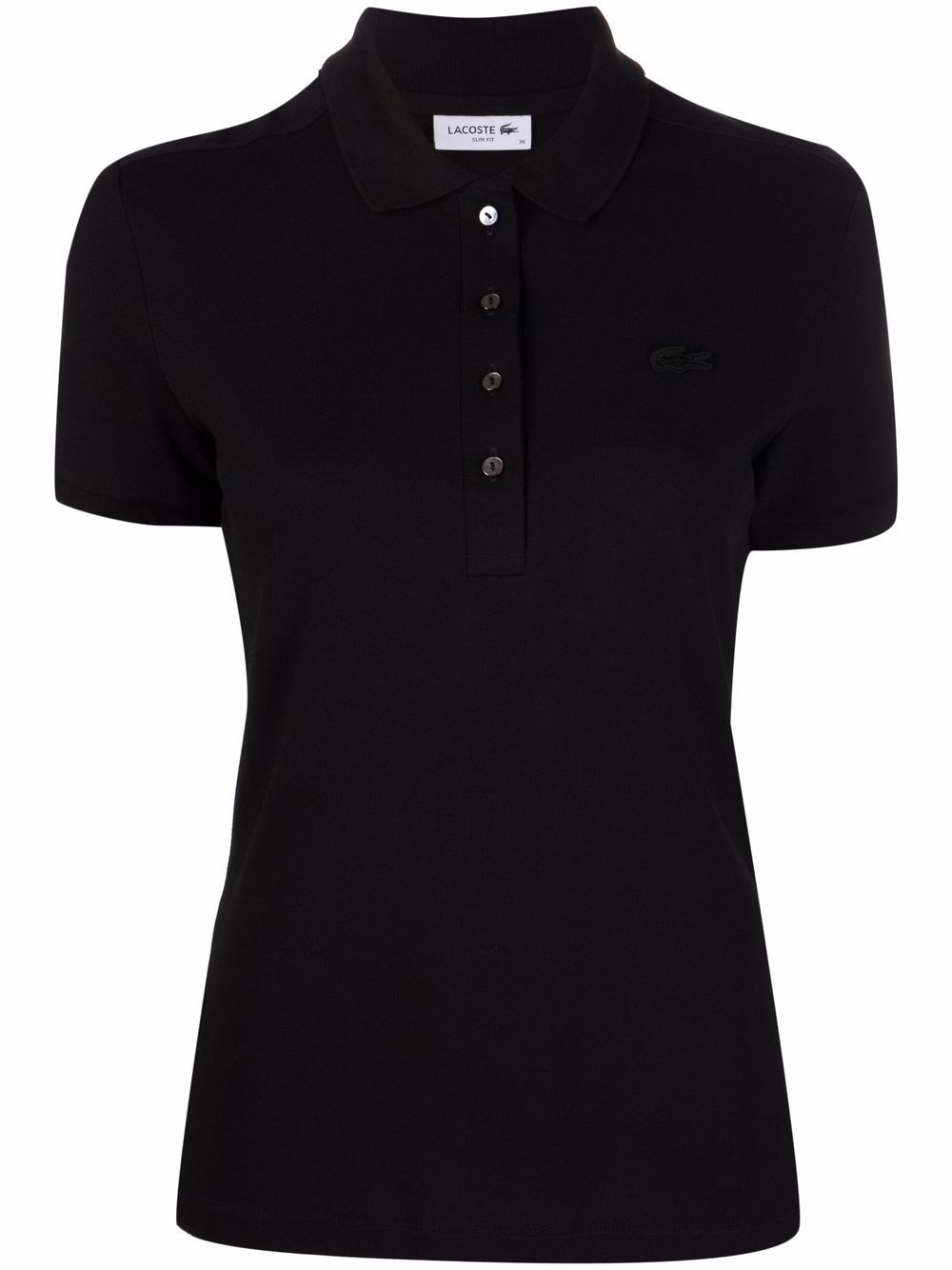 Polo nera logo ricamo tono su tono PF5462 031 LACOSTE