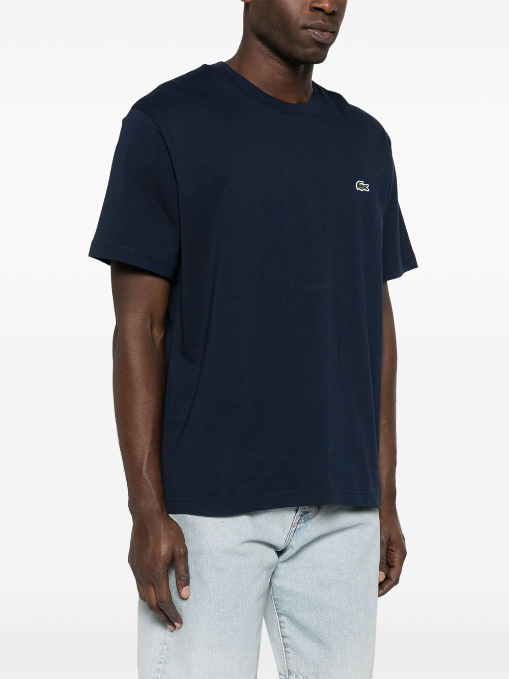 T-shirt blu notte mini logo ricamo TH7318 166 LACOSTE