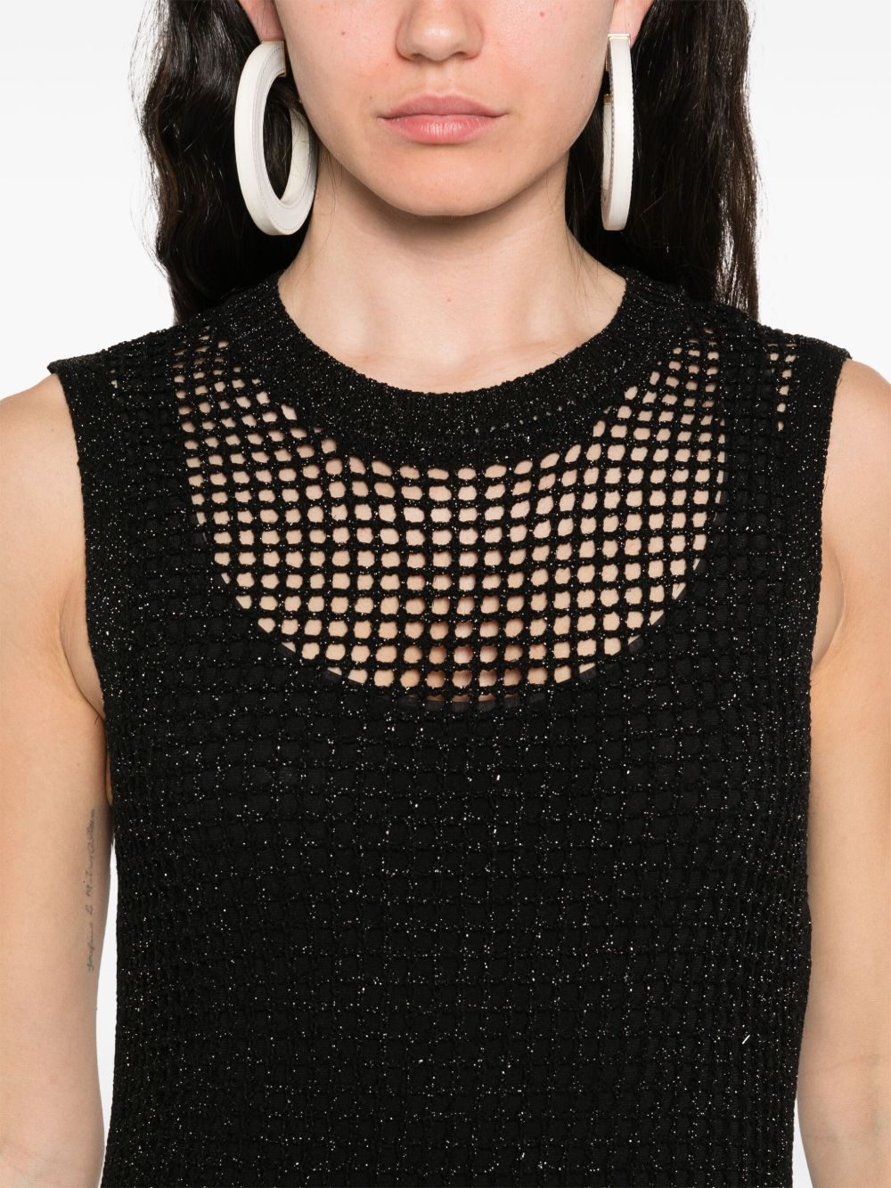 Abito lungo Eileen in rete crochet lurex nero EIE0001 06173H MC2 SAINT BARTH