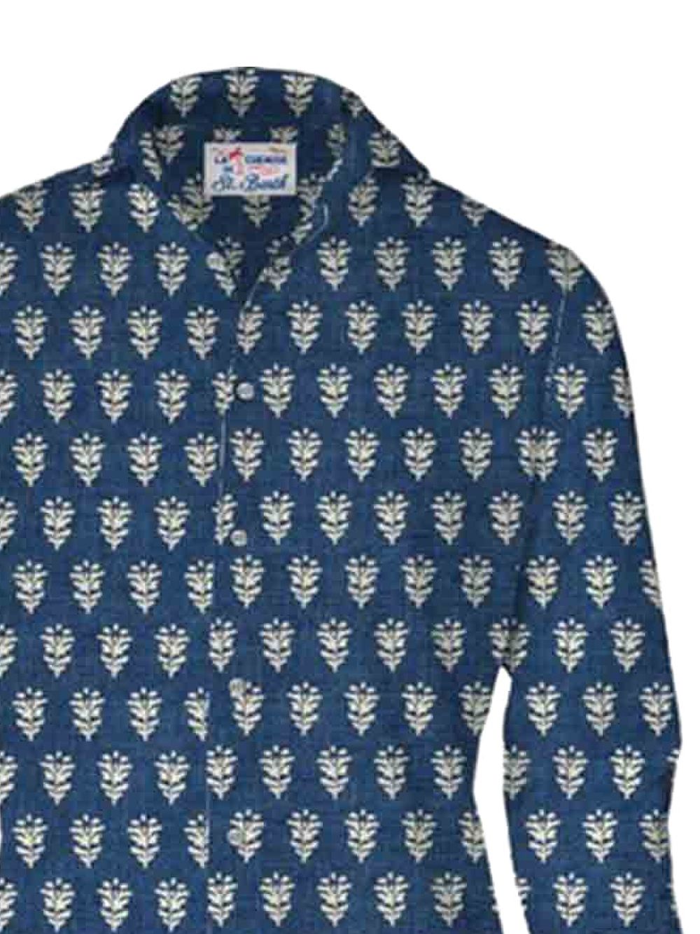 Camicia Pamplona blu con fantasia all-over PAMP001 01905H MC2 SAINT BARTH
