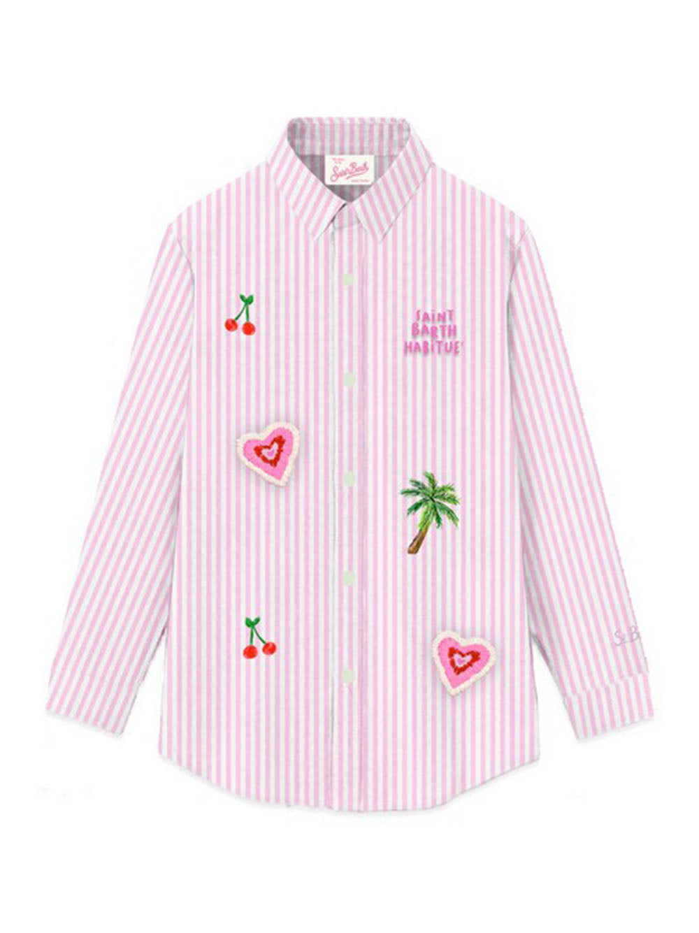 Camicia brigitte fantasia a righe e ricami BRIG003 04186H MC2 SAINT BARTH KIDS