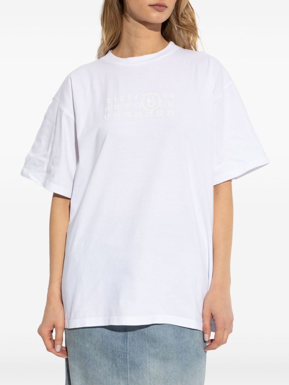 T-shirt bianca logo nuemrico tono su tono S62GD0202M20115 100 MM6 MAISON MARGIELA