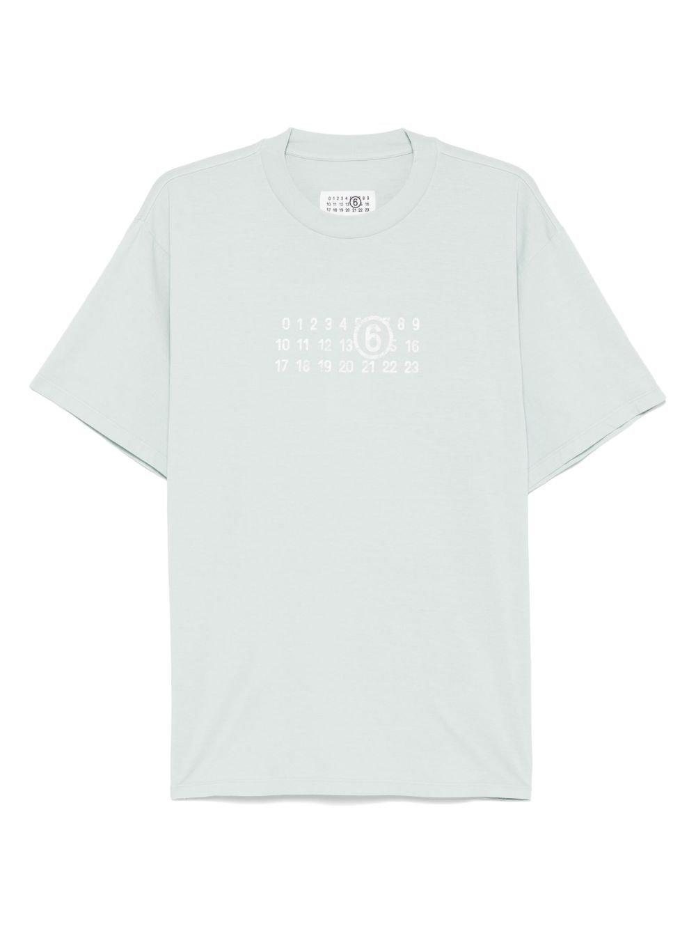 T-shirt verde acqua logo numerico S62GD0202M20115 856 MM6 MAISON MARGIELA