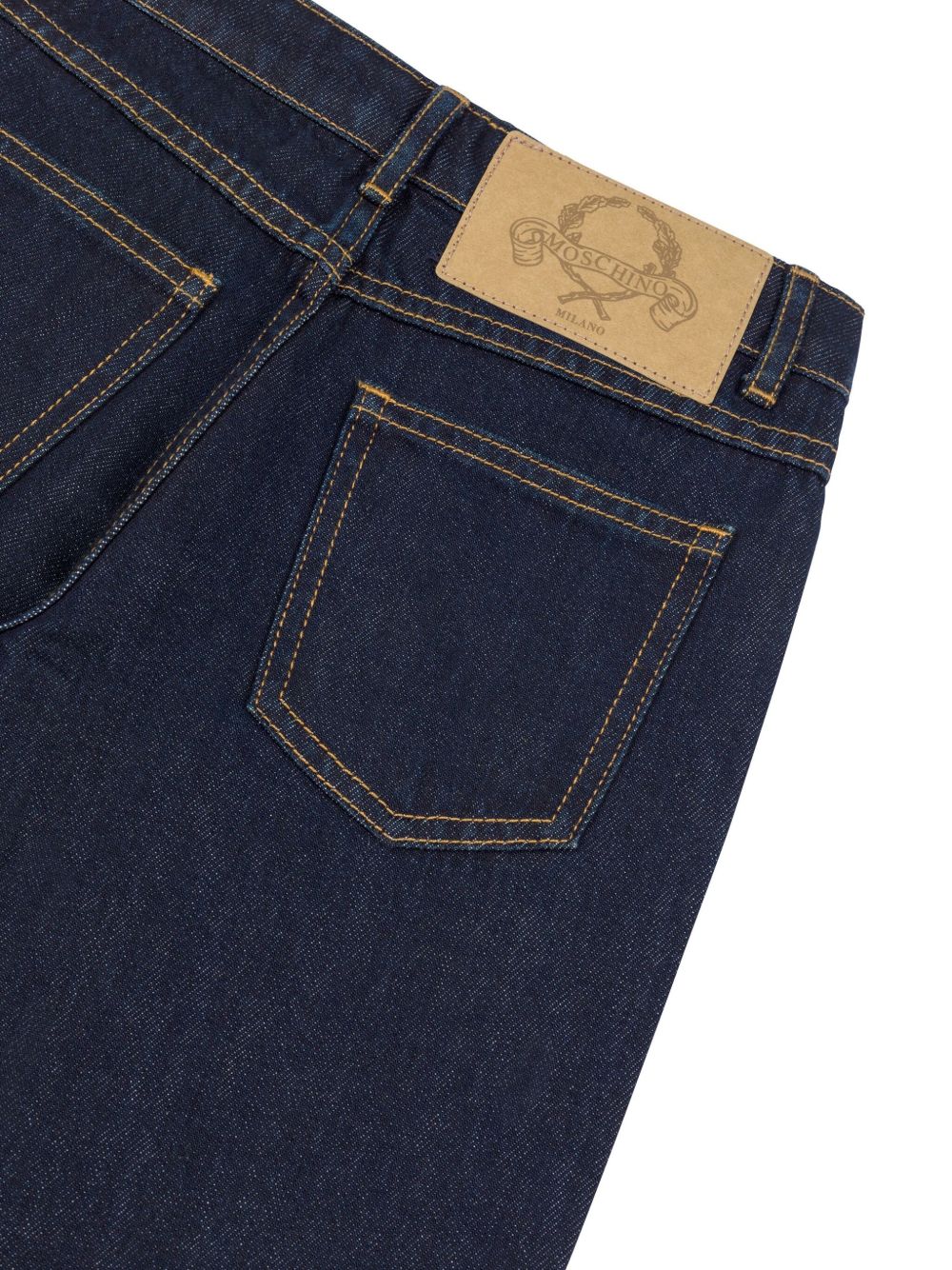 Jeans a zampa lavaggio scuro HDP06KL0E36 40134 MOSCHINO KIDS
