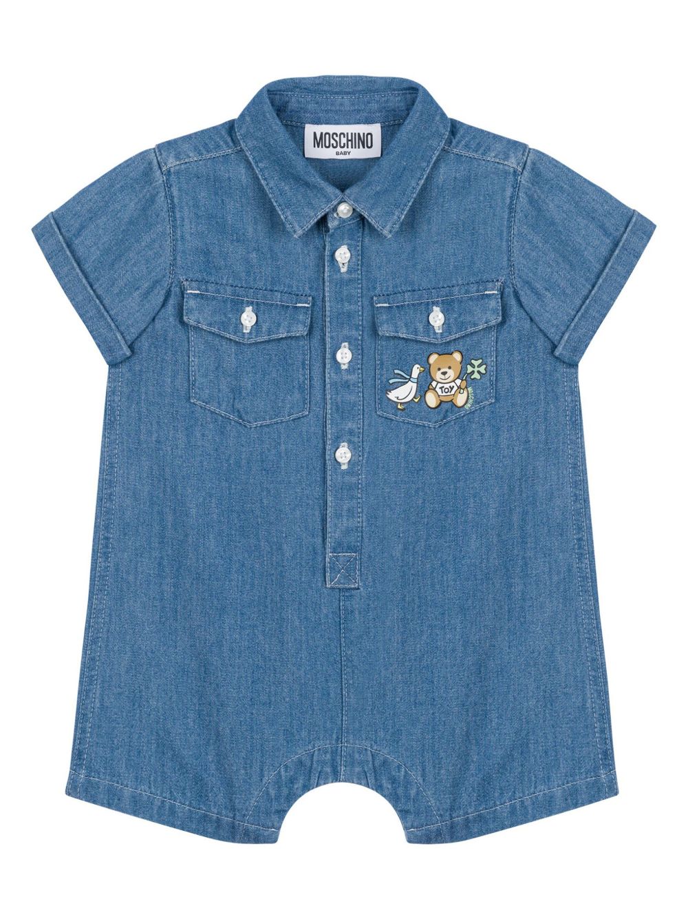 Tutina in denim teddy petto neonata MUT045L0E13 40933 MOSCHINO KIDS
