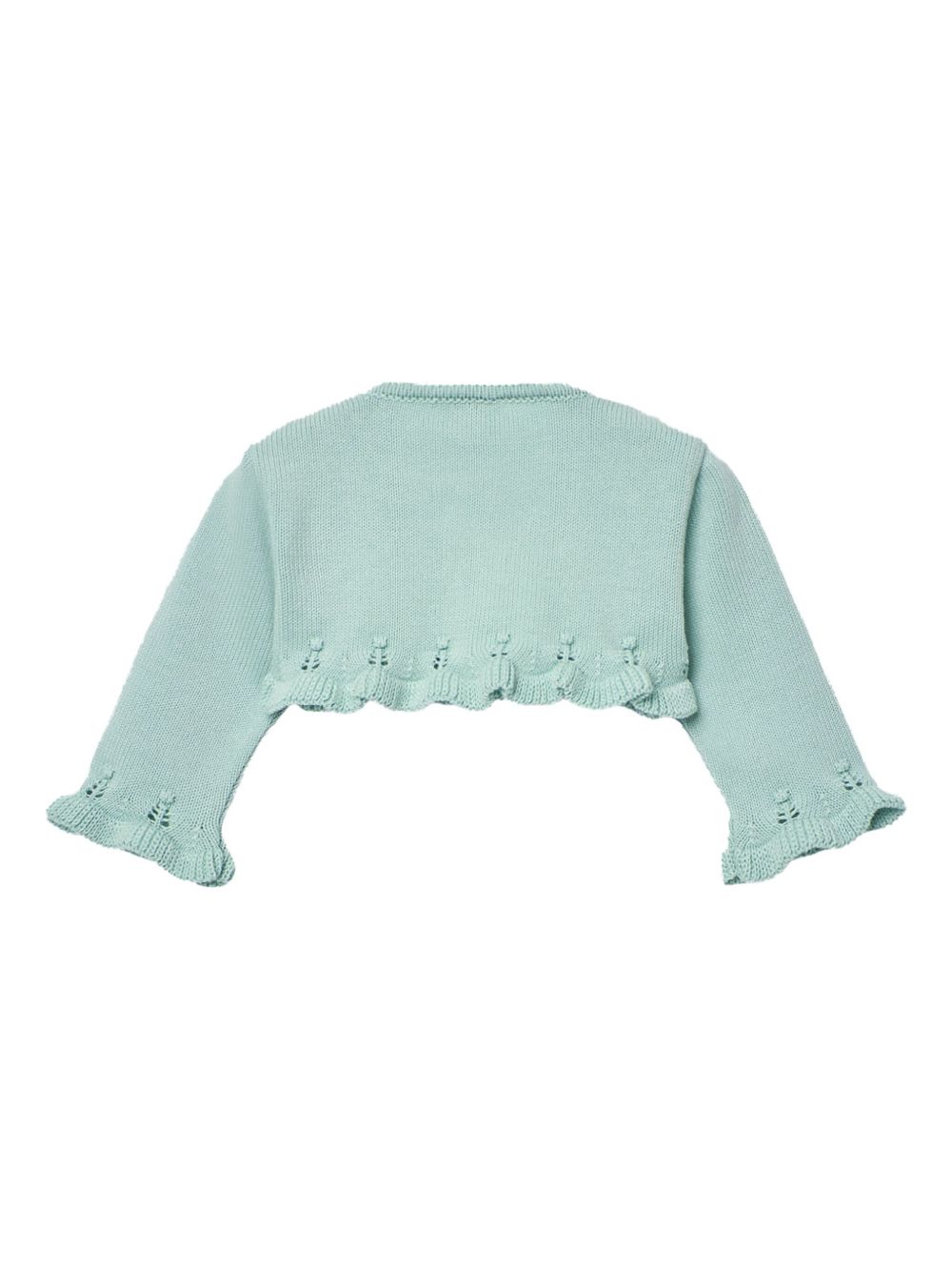 Cardigan crop verde acqua con ricami 001122299 13H82 PAZ RODRIGUEZ KIDS