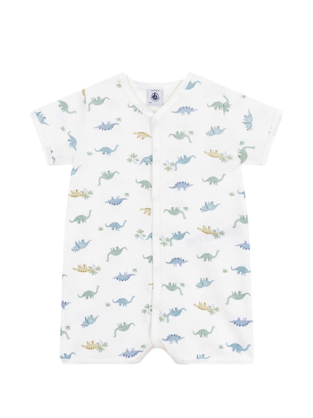 Tutina corta in cotone con fantasia dinosauri A0CU4 01 PETIT BATEAU KIDS