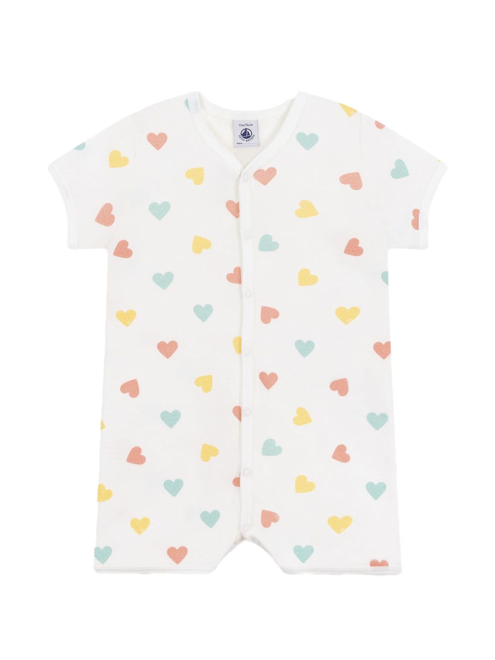 Tutina bianca con cuori multicolor all-over A0CZ8 01 PETIT BATEAU KIDS