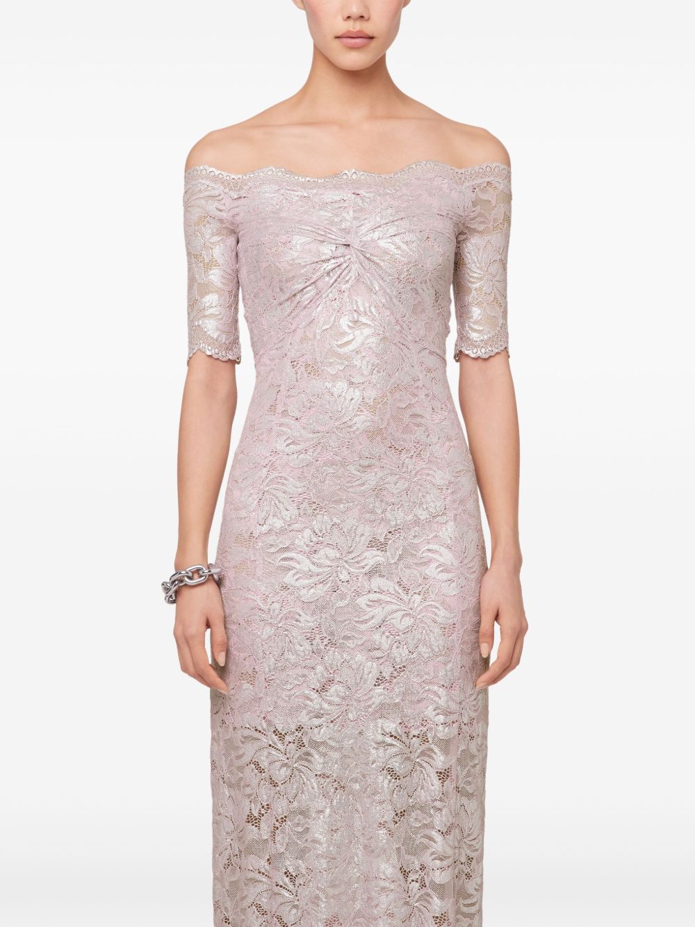 Abito rosa/argento in pizzo 25EJRO106PA0244 M959 RABANNE