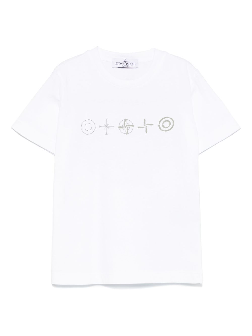 T-shirt bianca big stampa logo compass retro 2100010S0126 V0001 STONE ISLAND KIDS