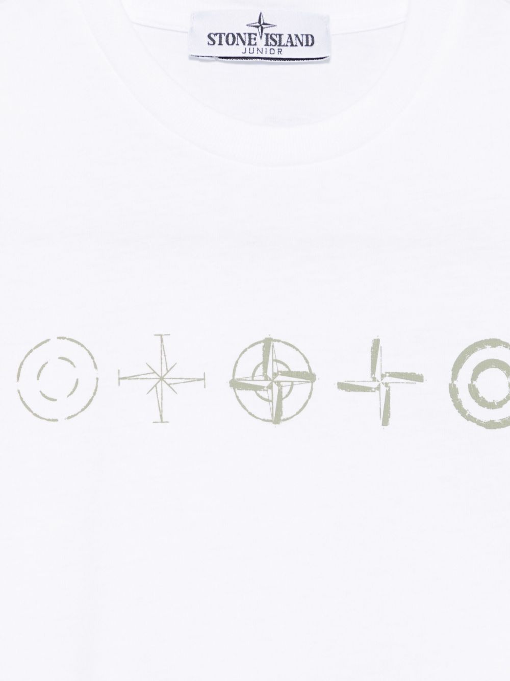 T-shirt bianca big stampa logo compass retro 2100010S0126 V0001 STONE ISLAND KIDS