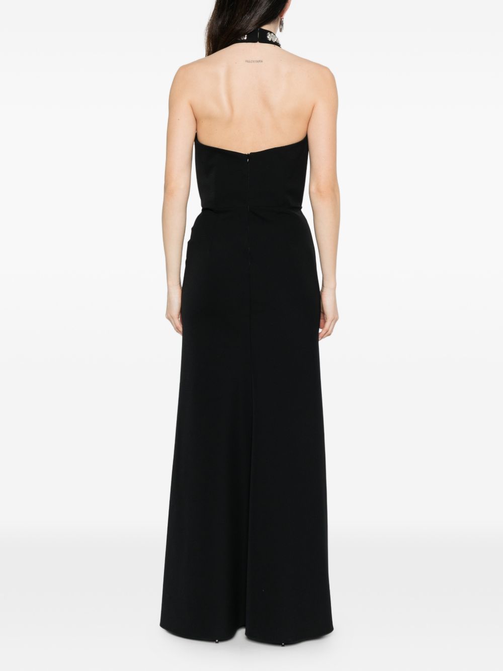 Abito lungo con scollo all'americana e dettagli in tulle AT119 NERO ALESSANDRO LEGORA