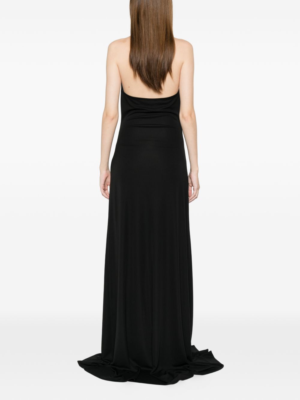 Abito lungo halter con cutout AT142 NERO ALESSANDRO LEGORA