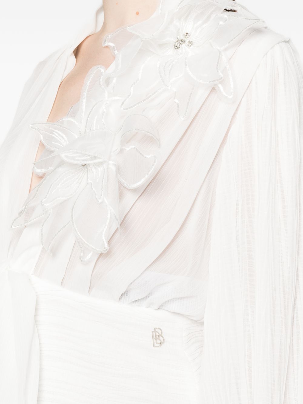 Blusa in poliammide scollo a V WS00358 BIANCO BABYLON COLLECTION
