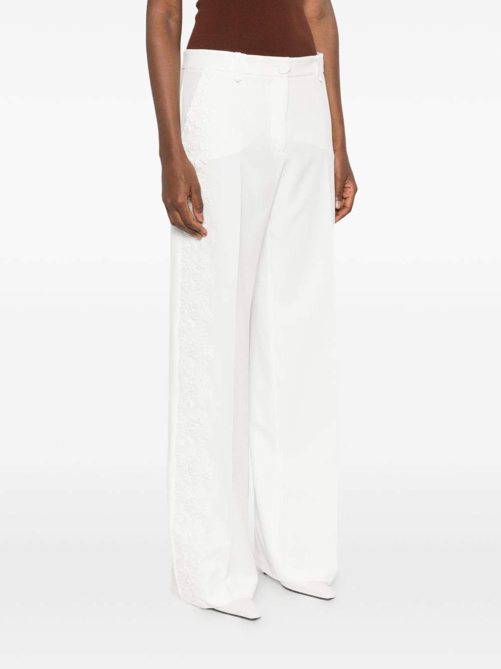 Pantaloni in poliammide con dettaglio in pizzo WS00551 BIANCO BABYLON COLLECTION