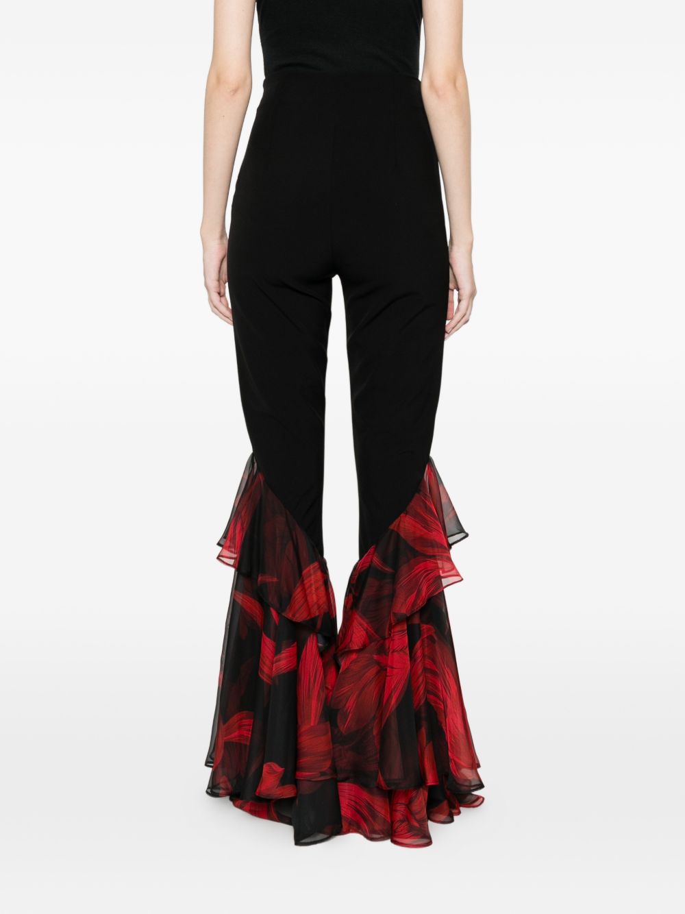 Pantaloni a zampa con balze WS00560 NERO BABYLON COLLECTION