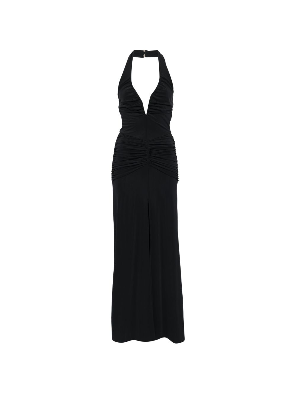 Abito lungo scollo a V con spacco WE00782 NERO BABYLON EUREKA