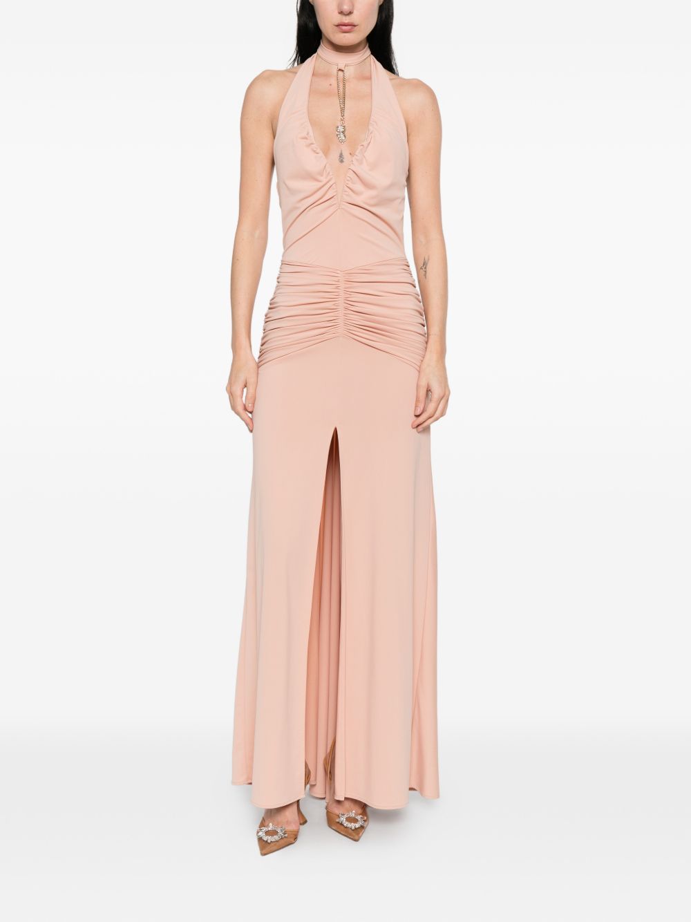 Abito lungo halter con scollo a V WE00782 NUDE BABYLON EUREKA
