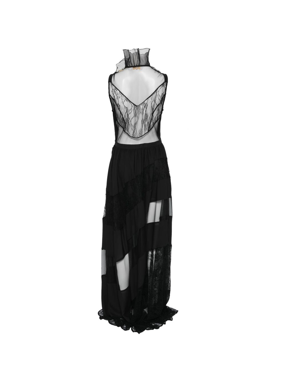 Abito lungo con dettagli floreali scollo a V WEL0707 NERO BABYLON EUREKA