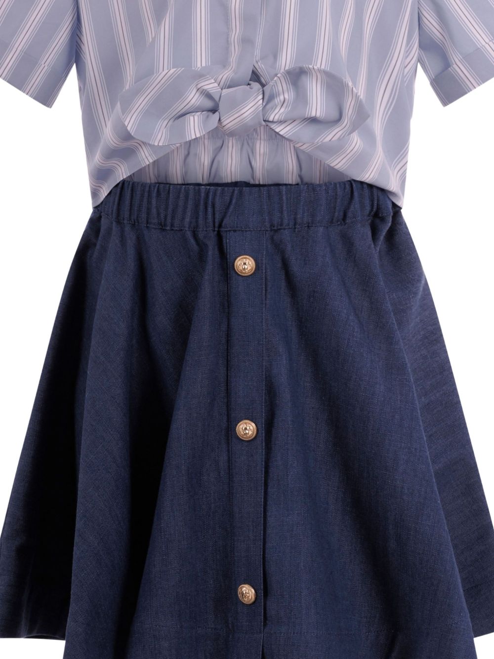 Abito con camicia a righe e gonna denim BY1C71P0588 625BC BALMAIN KIDS