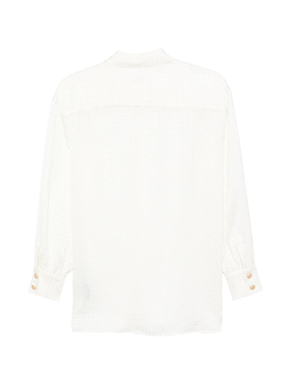 Camicia in viscosa avorio con monogramma jacquard BY5A30S0192 102 BALMAIN KIDS