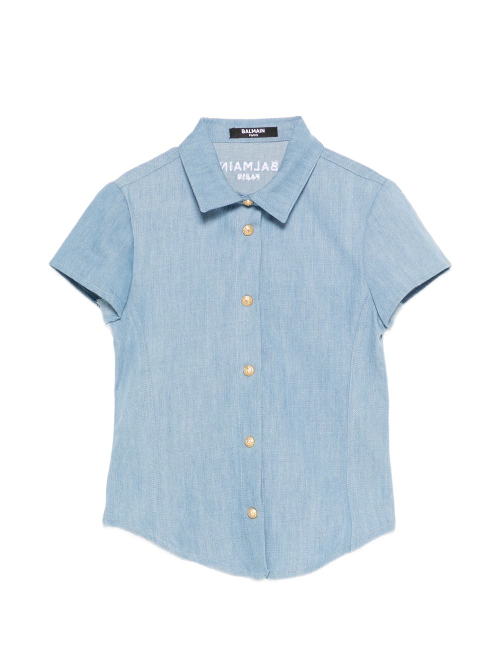 Camicia a maniche corte in denim BY5A71P0588 653BC BALMAIN KIDS
