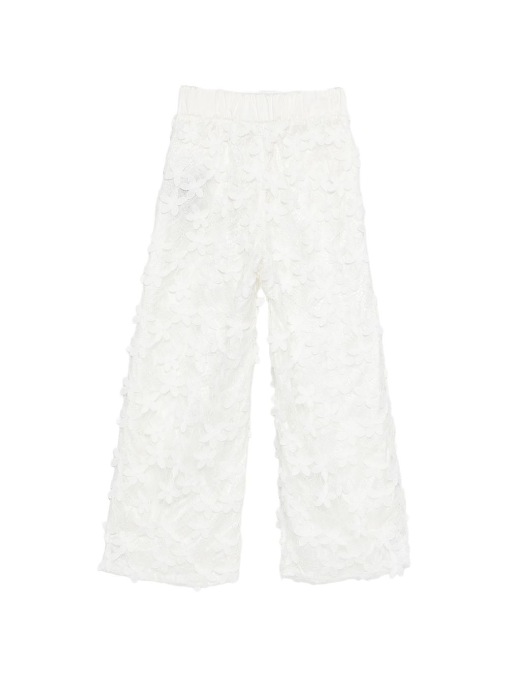 Pantaloni in pizzo con bottoni dorati BY6B80U0263 100 BALMAIN KIDS