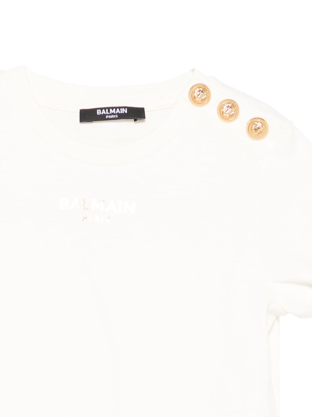 T-shirt con bottoni dorati BY8A01Z3672 102OR BALMAIN KIDS